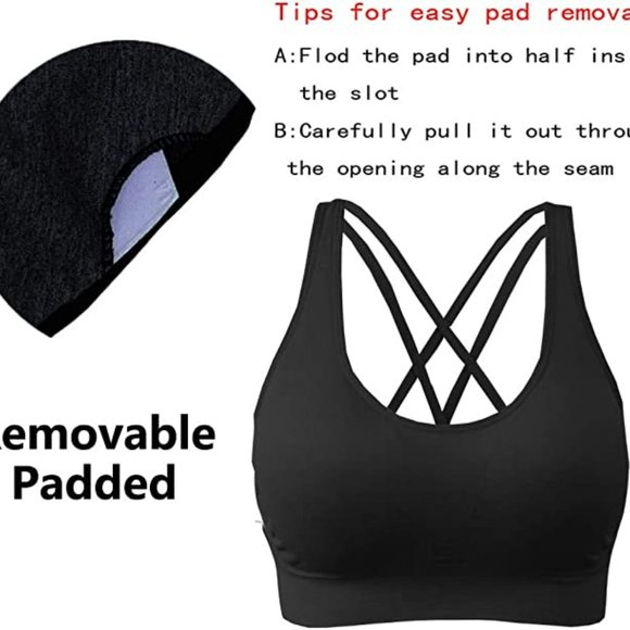 AKAMC 3 Pack Med Support Cross Back Wire Fee Removable Cups Sport Bras A193-75 - Picture 9 of 10